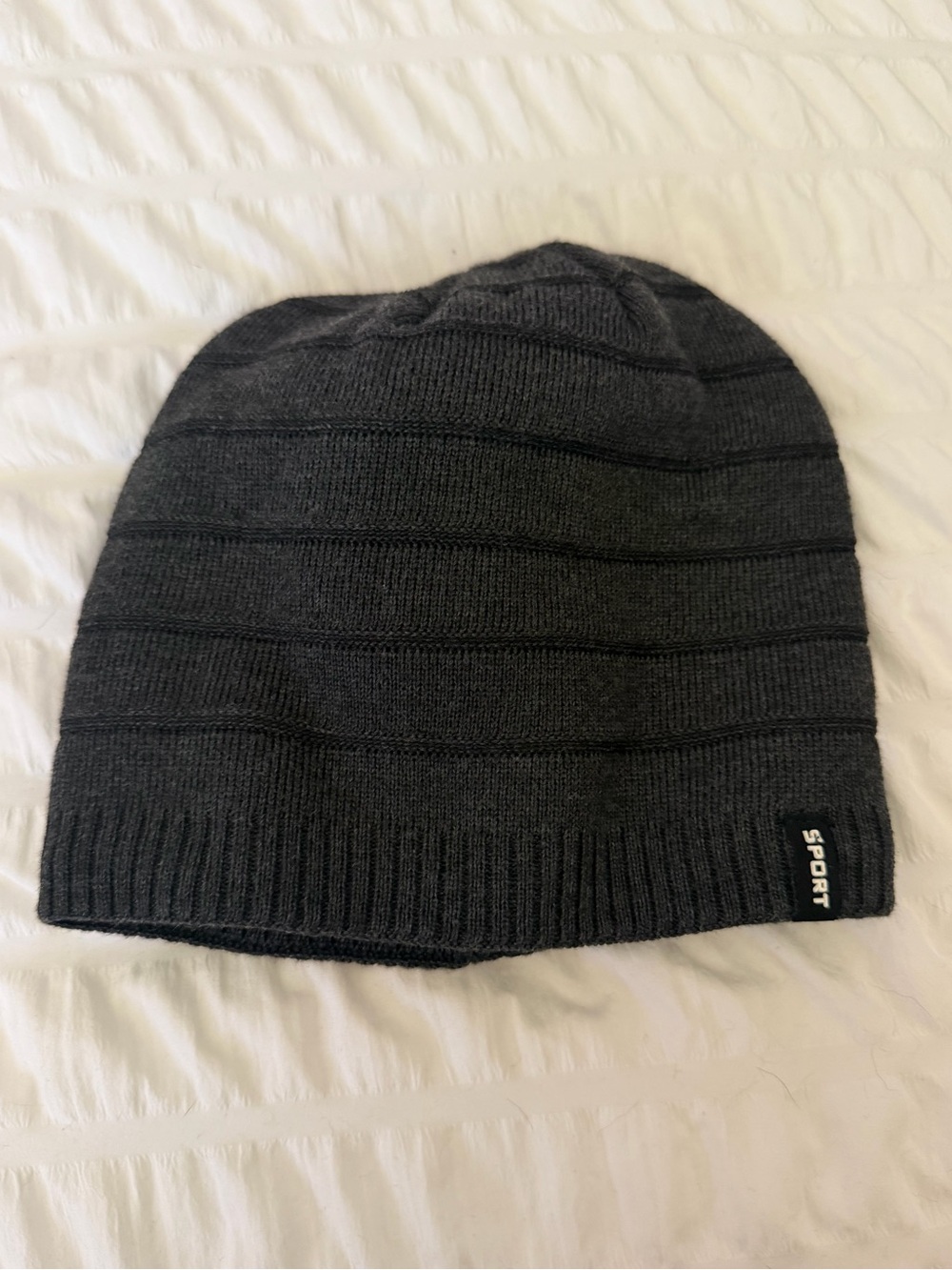 5 for $25! Sport Kids Charcoal Gray Striped Knit Beanie